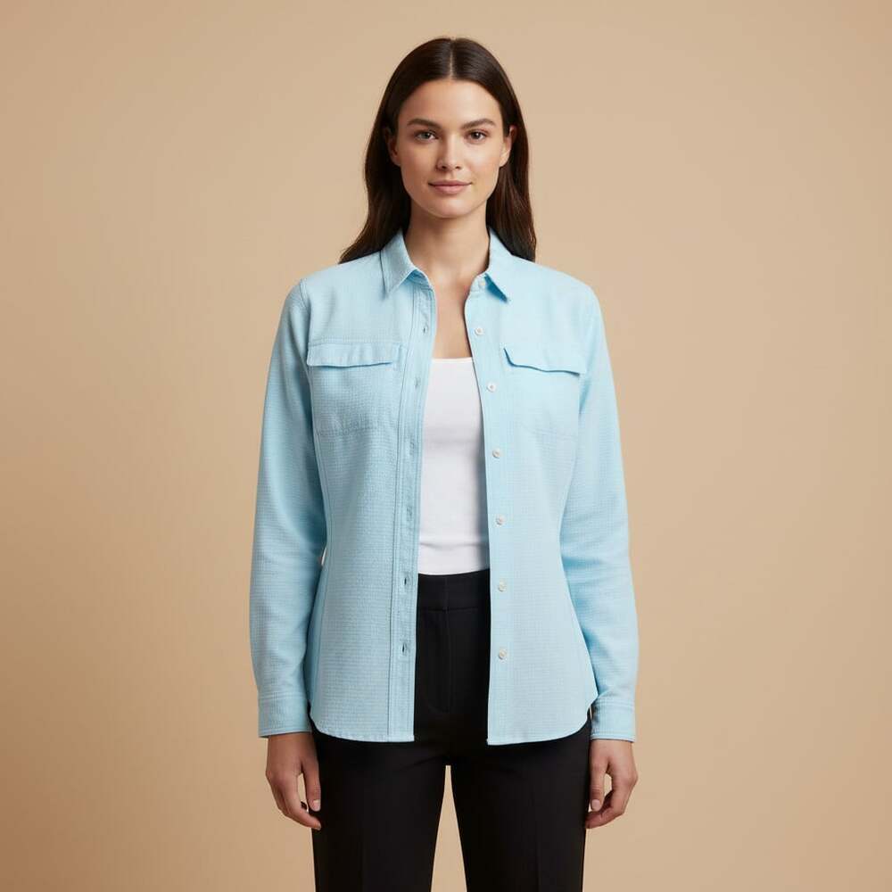 ExOfficio Women's Travel Shirt XS Light Blue Vented Roll Tab Hiking Outdoor